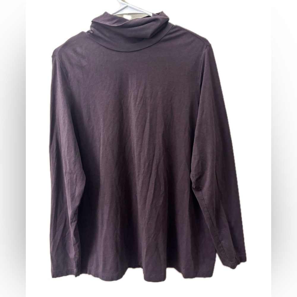 Lands’ End Brown Turtleneck Top 1X Soft Stretch Long Sleeve